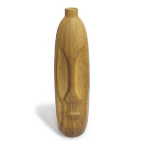 Vaso de Cerâmica Estilo Madeira com Design de Rosto 40x11cm