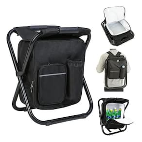 Banqueta Mochila Camping Pesca Compacta Resistente Preto