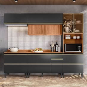 Cozinha Completa 5 Peças 218,5cm X 270cm Proença Nogueira/Carbono Prime