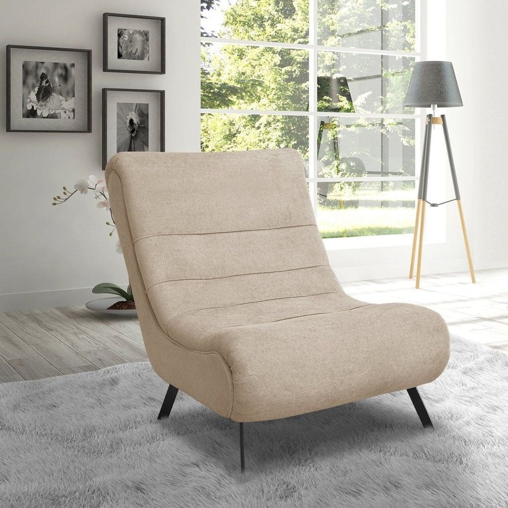 Poltrona para Sala de Estar Boucle Vancouver Bege