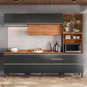 Cozinha Completa 5 Peças 218,5cm X 270cm Proença Nogueira/Carbono Prime