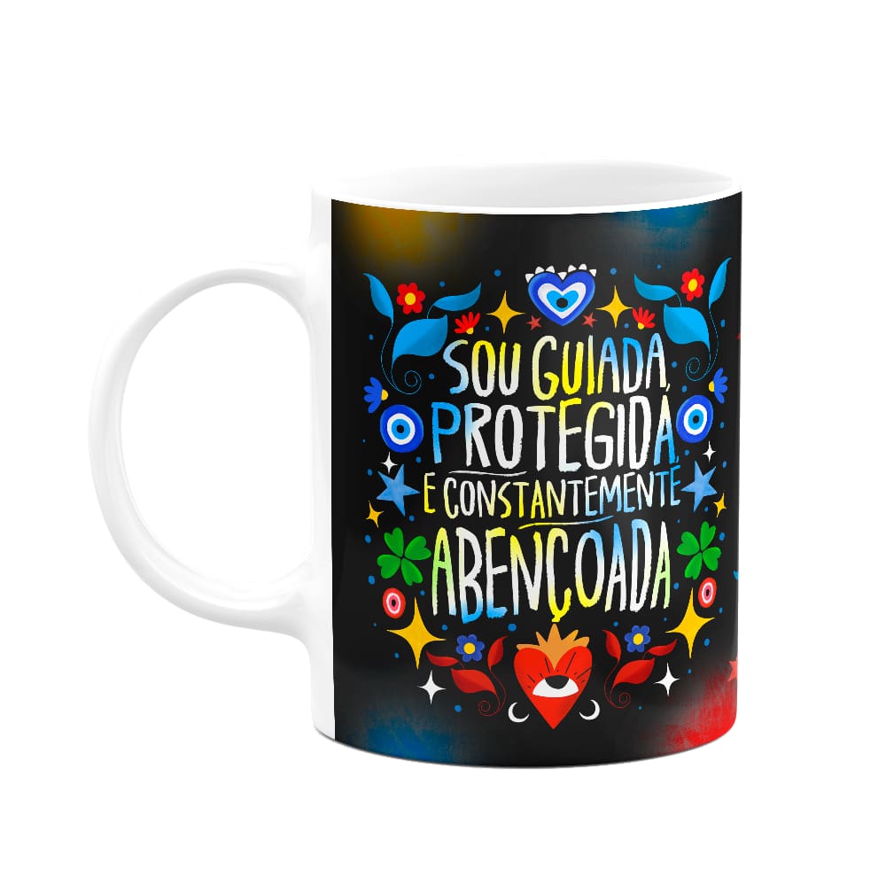 Caneca Proteção - Sou guiada, Protegida, Abençoada - B-dark