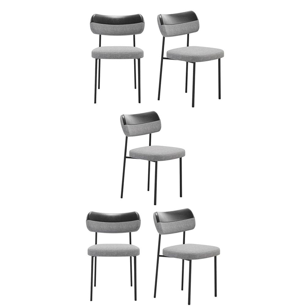 Kit 5 Cadeiras Camila Para Sala Jantar Gourmet em Aço-Couríssimo Preto Linho Cinza EdeCasaMoveis