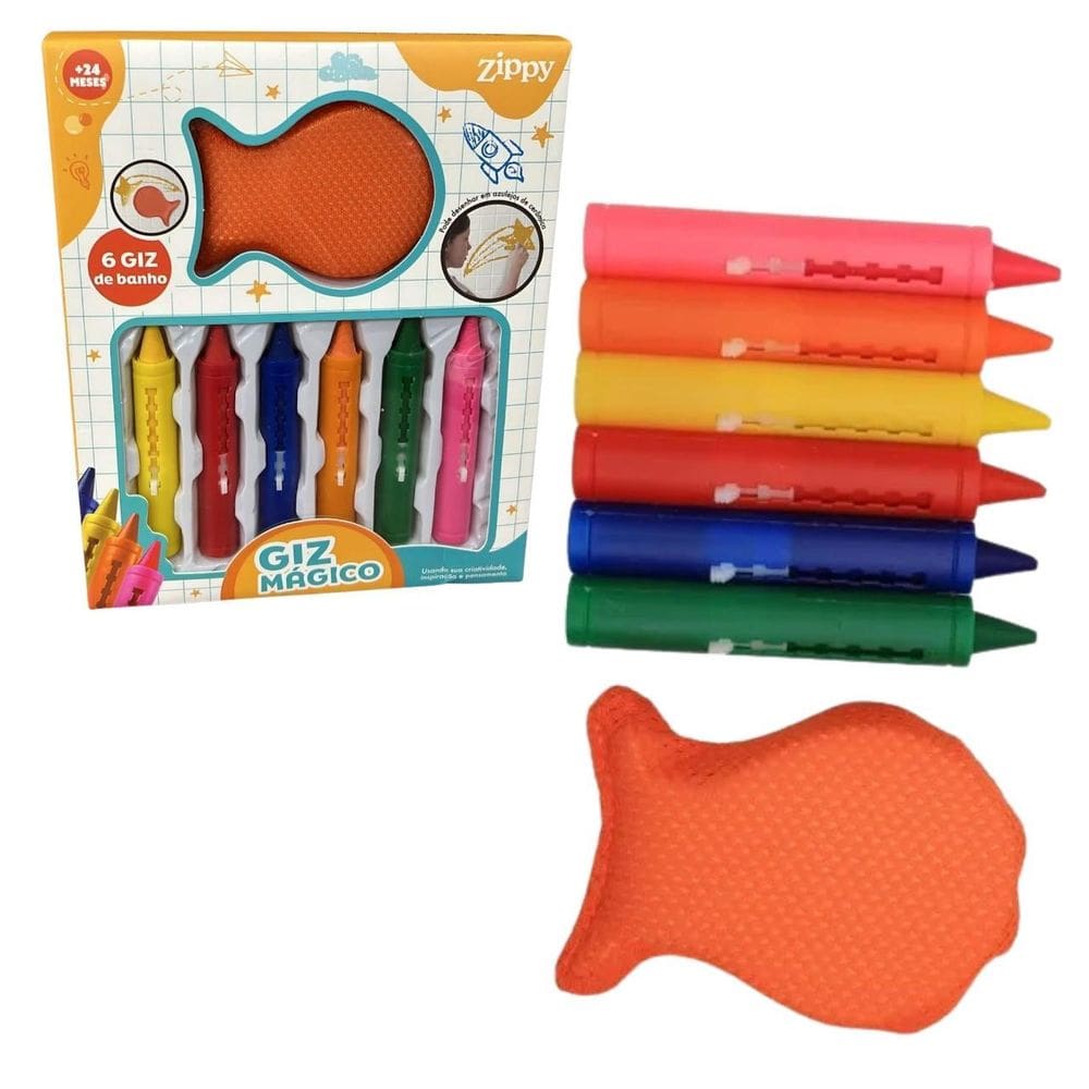 Giz Mágico Brinquedo De Banho Para Bebês 6 Cores E Apagador