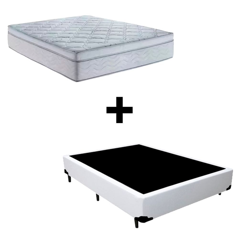Cama Box Casal 138 Tecido Sintetico Branco Com Colchão Toronto Molas Ensacadas Branco D33