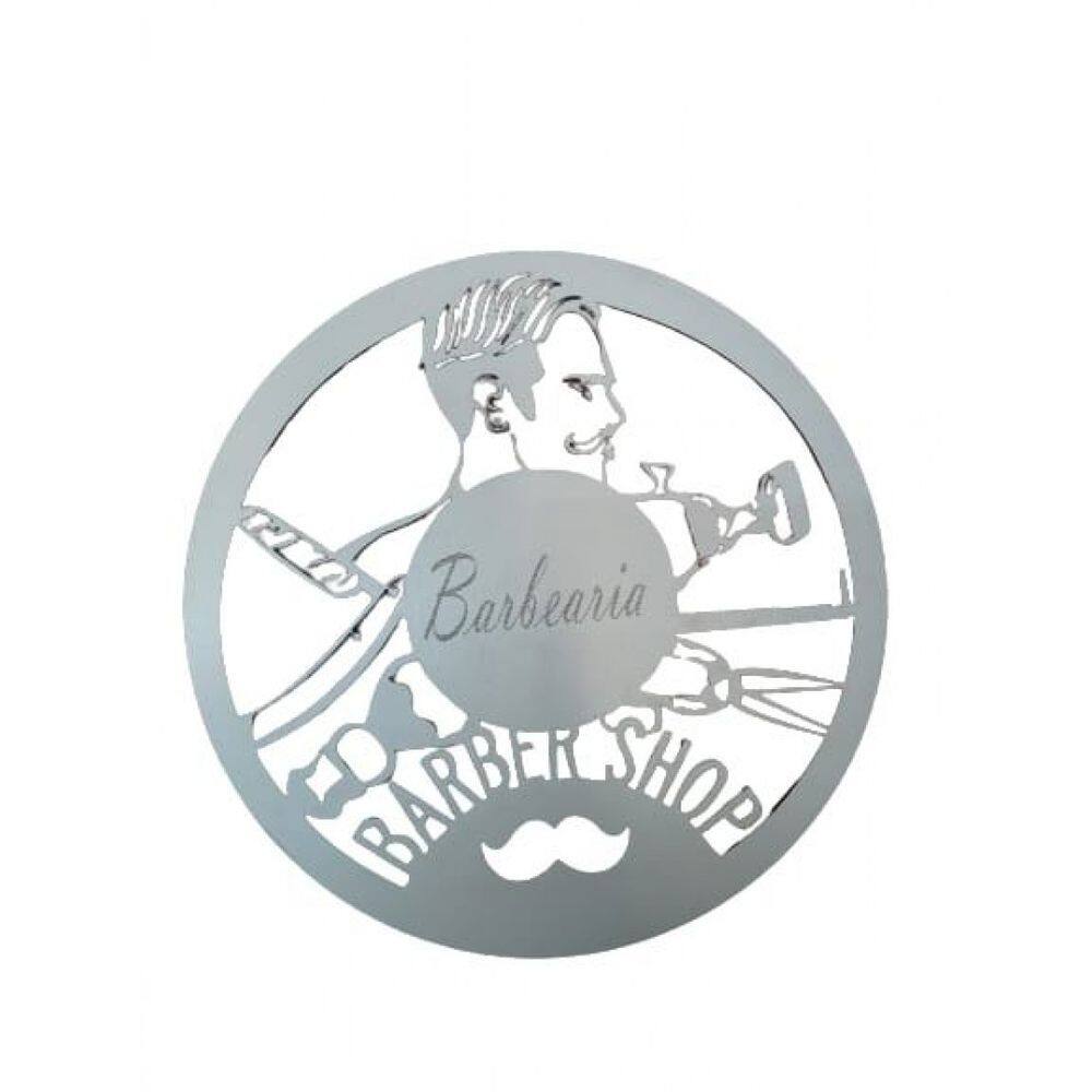Plaquinha Decorativa Barber Shop Branco  Em Mdf