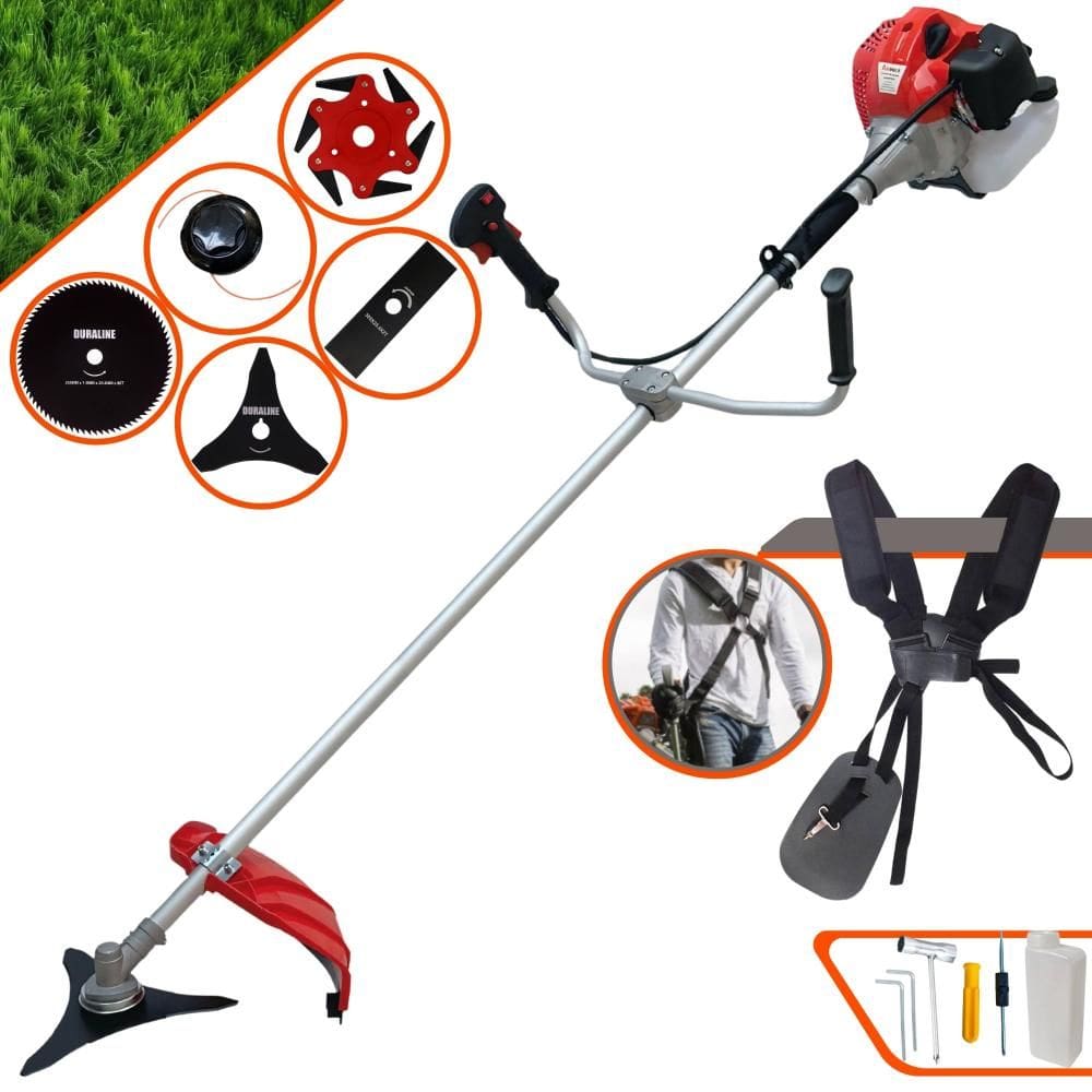 Aparador de Grama À Gasolina Anmax CG430P Motor 2T 43cc 2HP de Potência 9.000rpm Roçadeira Completa Com Carretel de Nylon + Kit Com 4 Lâminas de Corte