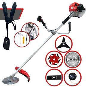 Aparador de Grama À Gasolina Anmax CG430P Motor 2T 43cc 2HP de Potência 9.000rpm Roçadeira Completa Com Carretel de Nylon e Kit 4 Lâminas de Corte