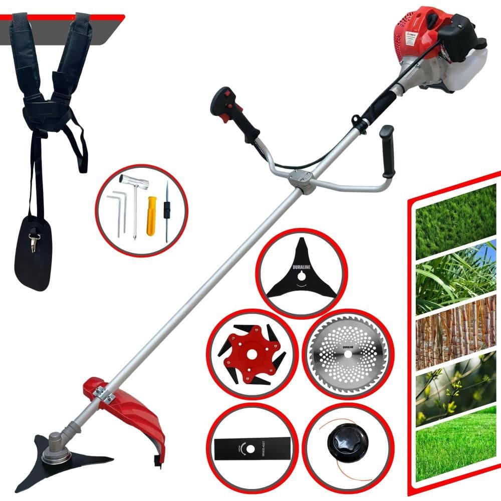 Roçadeira Completa À Gasolina Anmax CG430P-TB 2HP 43cc 9.000rpm Com Carretel e Lâmina 2 Pontas + Faca 3 Pontas, 6 Pontas e Disco Circular 40 Dentes