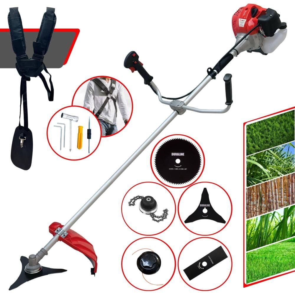 Cortador de Grama Completo Multifuncional Anmax CG430P-TB À Gasolina 43cc 2HP Alta Rotação Ideal P/ Todos os Tipos de Trabalhos Com 5 Opções de Cortes