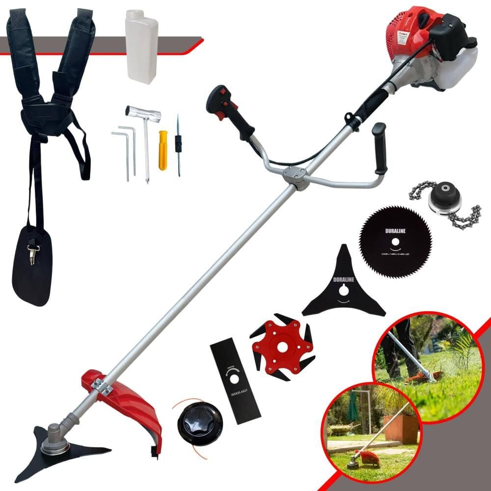 Podador de Grama Completo À Gasolina Anmax CG430P 2HP 43cc Com Carretel + Lâmina Facão + Lâmina 3 Pontas + Lâmina 6 Pontas + Disco Circular + Trimmer