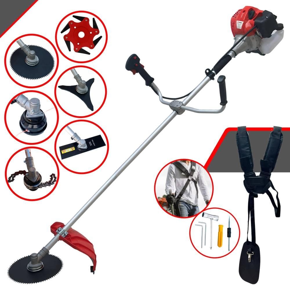 Aparador de Grama À Gasolina Anmax CG430PTB 43cc 2HP Completa Com Carretel + Faca 2 Pontas + Faca 3 Pontas + Faca 6 Pontas + Disco 80 Dentes + Trimmer