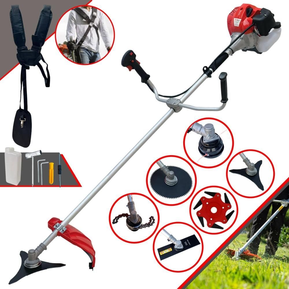 Roçadeira Profissional Completa Anmax CG430PTB À Gasolina 2 Tempos 43cc 2HP Alta Rotação Ideal Para Todos os Tipos de Trabalhos Com 6 Opções de Cortes