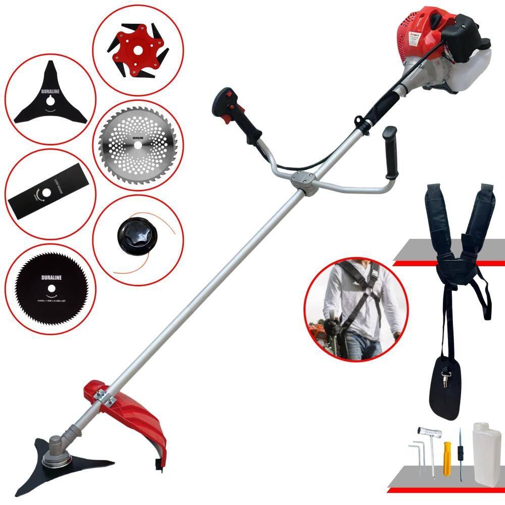 Aparador de Grama Anmax CG430P À Gasolina 2HP 43cc C/ Carretel + Faca 2 Pontas + Faca 3 Pontas + Faca 6 Pontas + Faca 40 Dentes Vídea + Faca 80 Dentes
