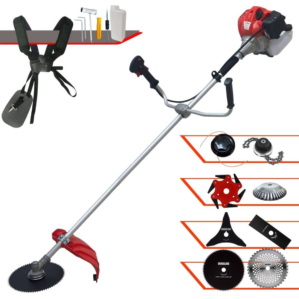 Aparador de Grama Anmax CG430PTB 43cc 2T 2HP Com Carretel + Facas 2 Pontas, 3 Pontas, 6 Pontas, 40 Dentes de Vídea, 80 Dentes, Trimmer e Escova de Aço