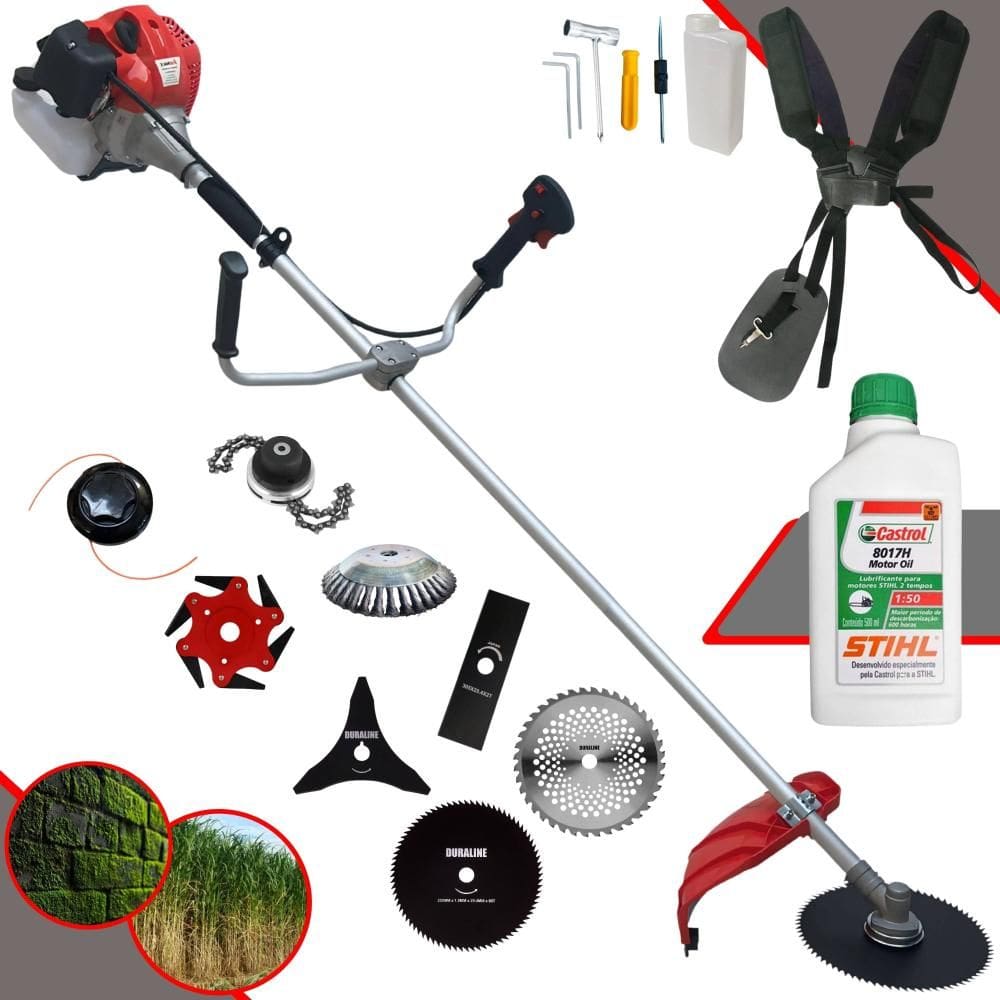 Roçadeira Completa Anmax CG430P-TB À Gasolina 2T 43cc 2HP Alta Rotação Ideal Para Todos os Tipos de Trabalhos Com 8 Opções de Cortes + ÓLEO STIHL