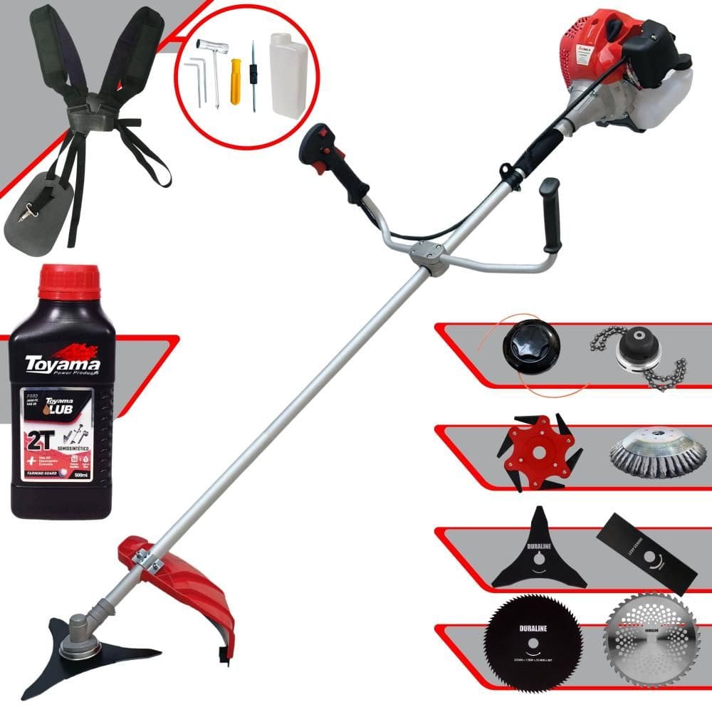 Roçadeira Completa Anmax CG430P-TB À Gasolina 2T 43cc 2HP Alta Rotação Ideal Para Todos os Tipos de Trabalhos Com 8 Opções de Cortes + ÓLEO TOYAMA