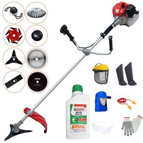 Máquina de Cortar Grama Profissional À Gasolina Anmax CG430P-TB 43cc 2T 2HP 9.000rpm Roçadeira Completa Com 8 Opções de Cortes + EPI + ÓLEO STIHL