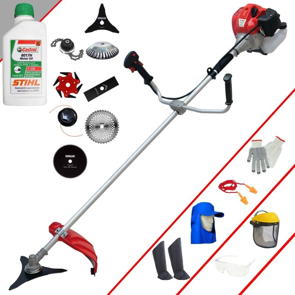 Roçadeira Completa Anmax CG430P À Gasolina 2T 43cc 2HP Alta Rotação Ideal Para Todos os Tipos de Trabalhos Com 8 Opções de Cortes + EPI + ÓLEO STIHL