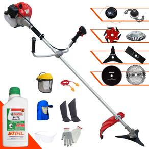 Cortador de Grama Completa À Gasolina Anmax CG430P-TB Motor 2 Tempos 43cc 2HP Alta Performance Com Carretel e Kit 7 Opções de Corte + EPI + ÓLEO STIHL