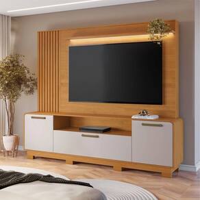 Estante para TV até 65 Polegadas com LED Apego Candian - Cinamomo/Off - JCM Móveis
