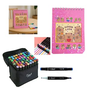 Canetinhas 60 Cores Livro De Pintar Colorir Capivara Fofa Divertida 50 Folhas Desenho Pintura Lazer Hobbie Estojo