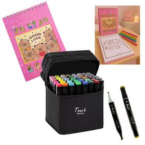 Canetinhas 48 Cores Livro Pintar Capivara Fofa 50 Paginas Divertidas Pintura Hobbie Lazer