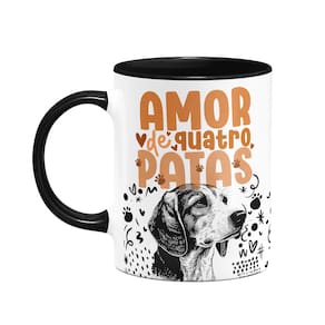 Caneca - Amor de quatro patas - Cachorro Beagle - B-black