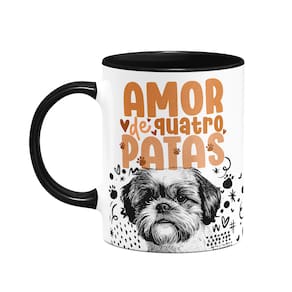 Caneca - Amor de quatro patas - Shih tzu - B-black
