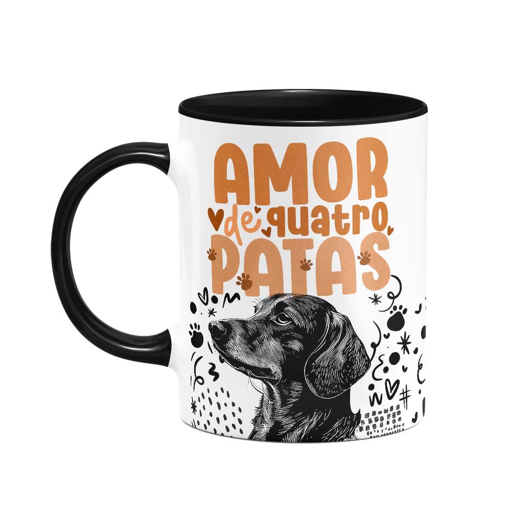 Caneca - Amor de quatro patas - Dachshund Salsicha - B-black