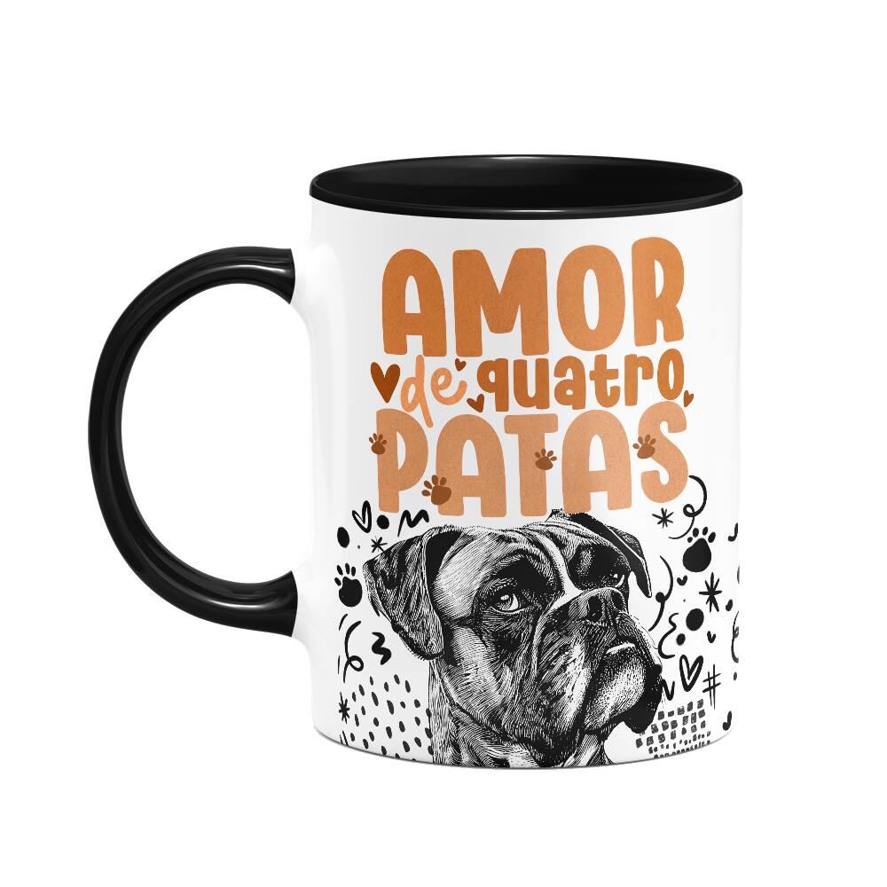 Caneca - Amor de quatro patas - Boxer - B-black