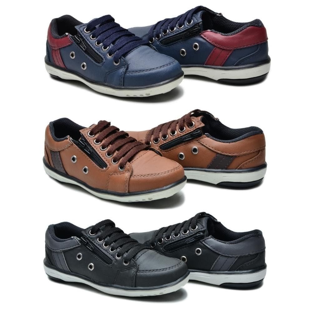 Kit 3 Sapatênis Casual Fechamento Zíper e Elástico Infantil