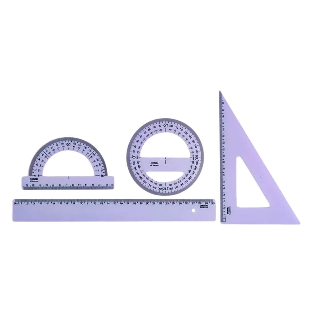 Kit 2° Grau Régua 30cm + Esquadro 60º + Transferidor 180º e 360º New Line Tons Pastel Waleu