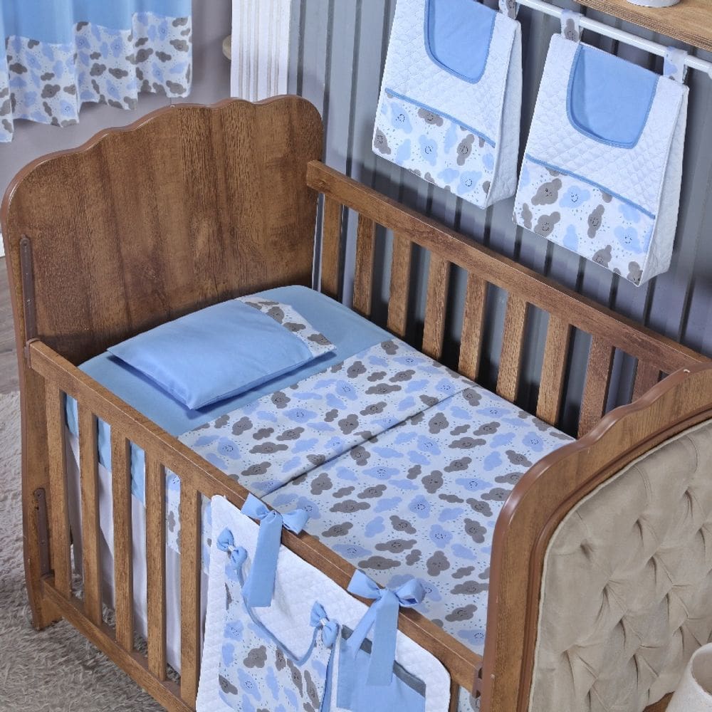 Kit de Berço Lençol + Fronha Percal de Algodão Menino Menina 3 Peças