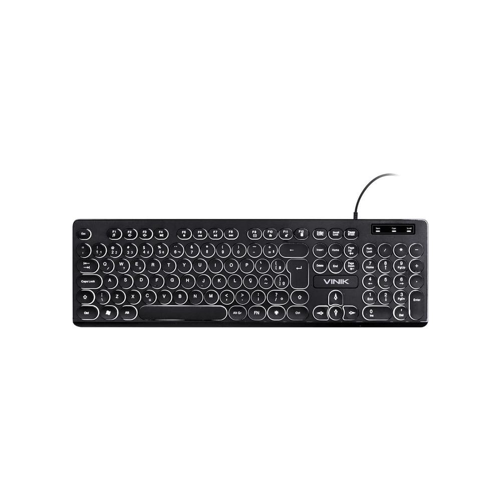 Teclado Usb Multimidia Slim Chocolate Teclas Redondas Led Branco 1.8m - Tc200