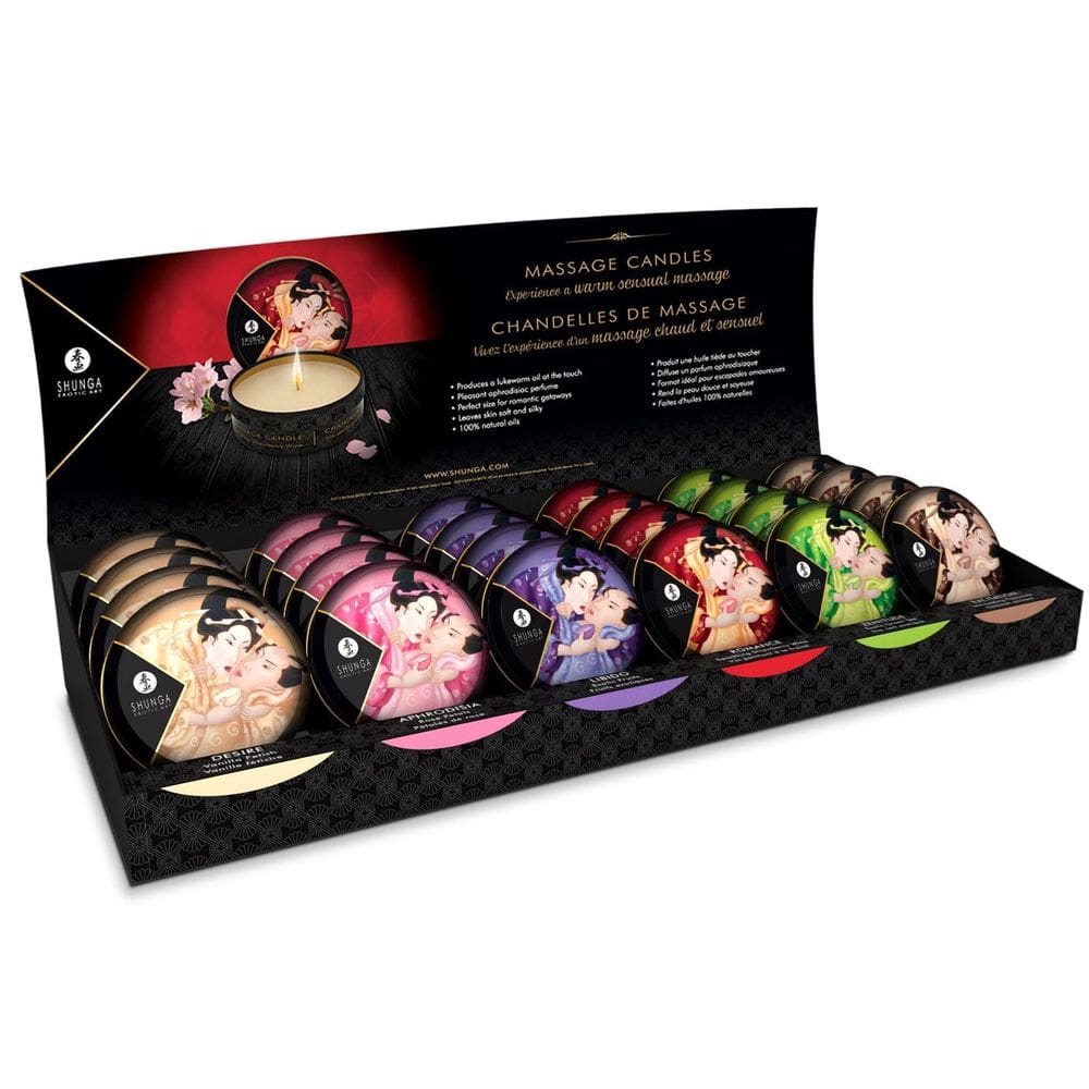 Vela de massagem Rimba Shunga Mini Display com óleos 100% naturais