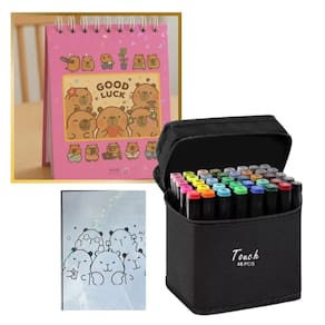 Canetinhas 48 Cores Livro Pintar Colorir 50 Paginas Desenho Divertido Estojo Caderno Pintura