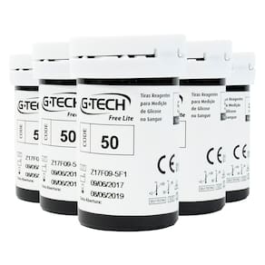 Kit Tiras Reagentes Medição De Amostra No Sangue 250und G-tech Lite