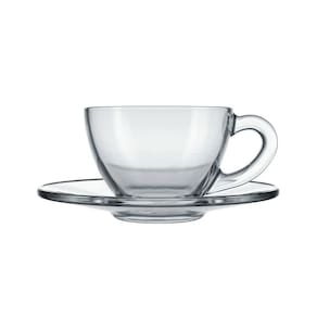 Xícara para Chá com Pires Vidro Transparente Astral Duralex 240ml - Nadir