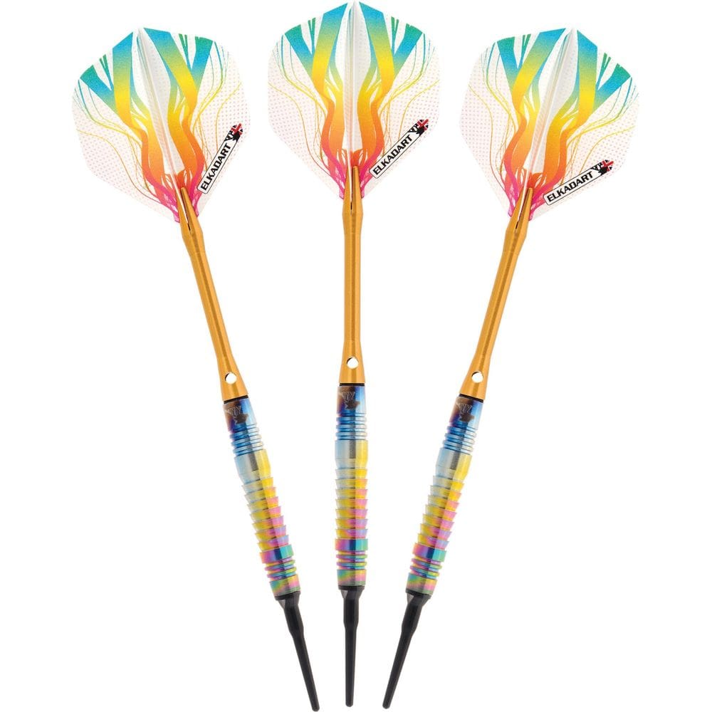 Dardos Elkadart Shark Fin Rainbow 90 Tungsten 18g com estojo