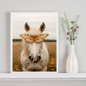 Quadro Decorativo Cavalo Com Borboleta 45X34Cm