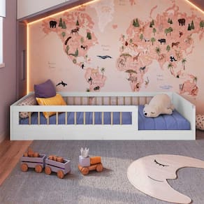 Cama De Chão Infantil Solteiro 85 x 194 cm Proteção Lateral Anna Shop JM