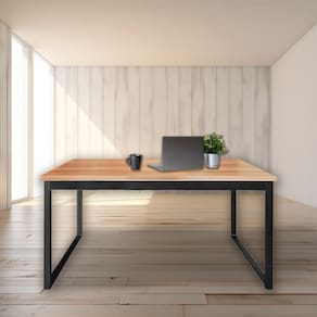 Mesa de Escritório Tampo Grosso Mdf e Ferro 1,20m Canela/preto