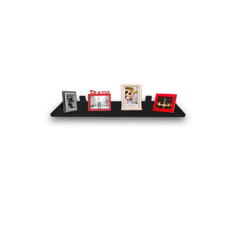 Prateleira Simples 40x20 cm Com Suporte Em Mdf Preto