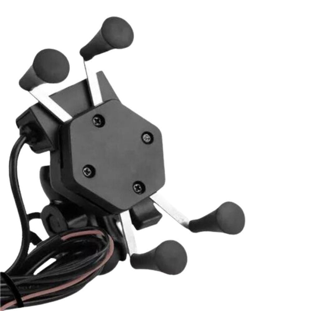 Suporte Garra Para Celular Moto Universal Com Carregador Usb Pode Ser Fixado No Guidão-retrovisor- Universal