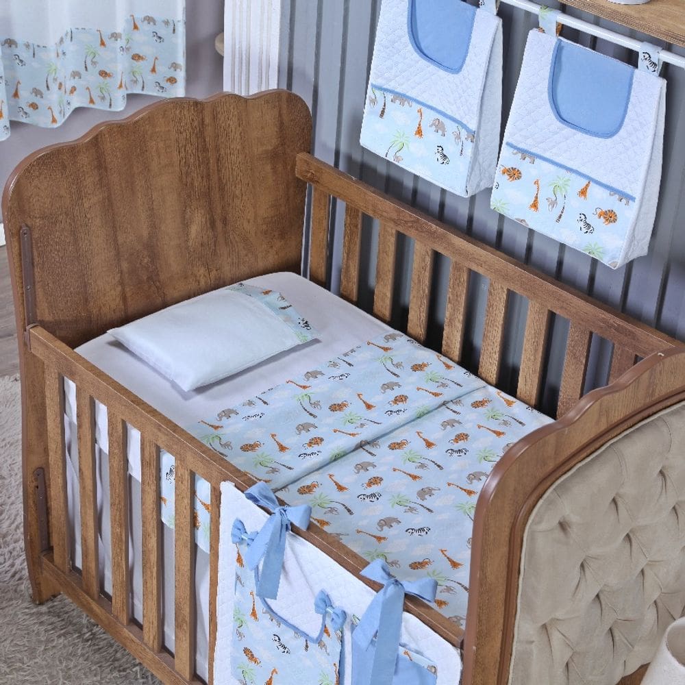 Kit de Berço Lençol + Fronha Percal de Algodão Menino Menina 3 Peças