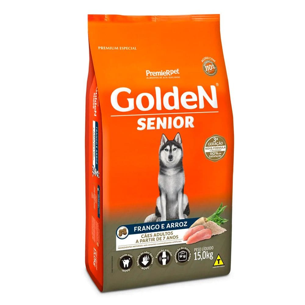 Ração Premier Golden Fórmula Cães Sênior +7 Anos Frango e Arroz 15kg
