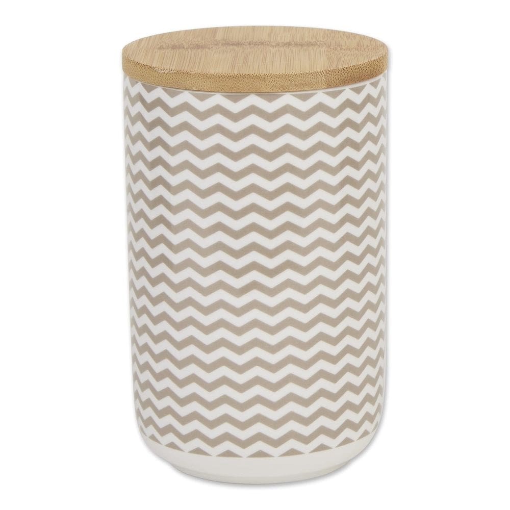 Vasilha de guloseimas para animais de estimação Bone Dry Chevron Ceramic com tampa de bambu