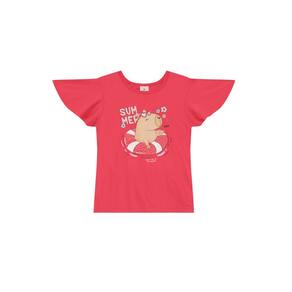 Blusa infantil menina de capivara strass Brandili Vermelho