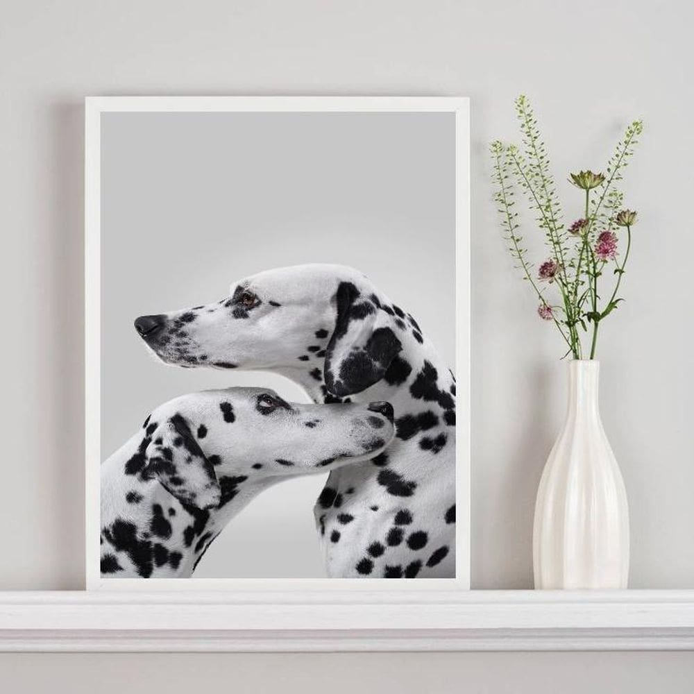 Quadro Decorativo Casal De Cães Dálmatas 33X24Cm